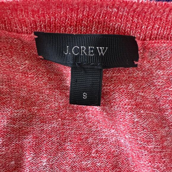 J.Crew Linen Merino Wool Lightweight V-neck Coral Pink Sweater E9434 Long Sleeve - Picture 4 of 5